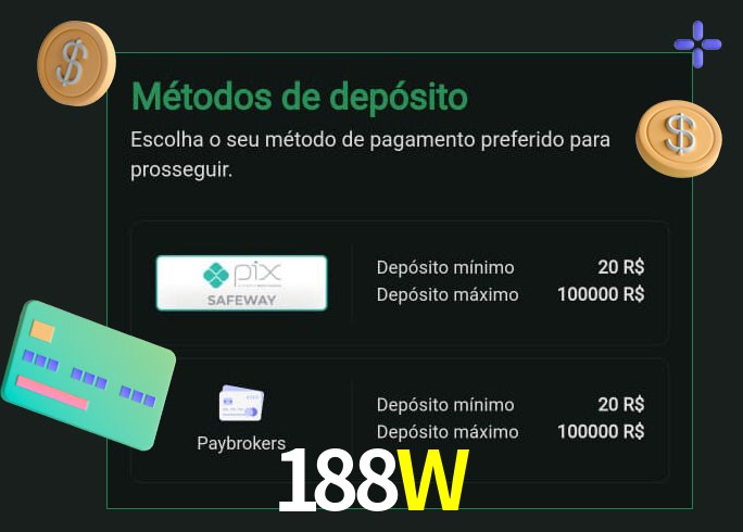 O cassino 188W oferece uma grande variedade de métodos de pagamento